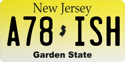 NJ license plate A78ISH