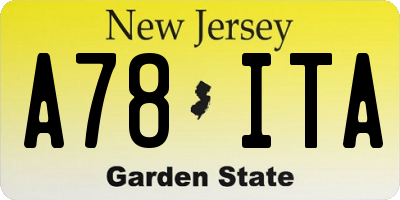 NJ license plate A78ITA