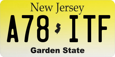 NJ license plate A78ITF