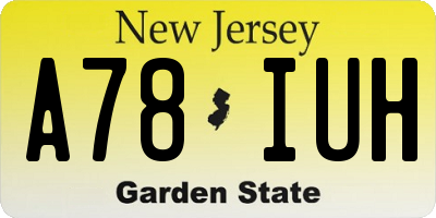 NJ license plate A78IUH