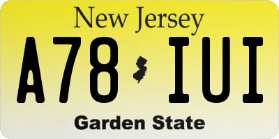 NJ license plate A78IUI
