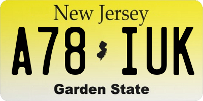 NJ license plate A78IUK