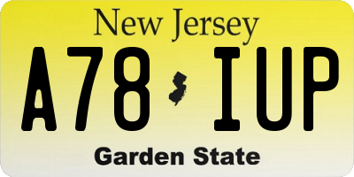 NJ license plate A78IUP