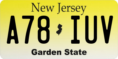 NJ license plate A78IUV