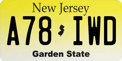 NJ license plate A78IWD
