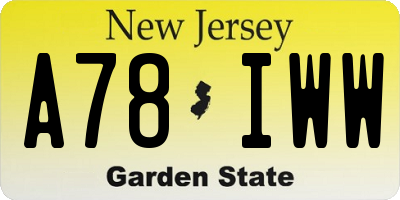 NJ license plate A78IWW