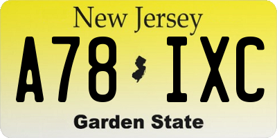 NJ license plate A78IXC