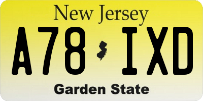 NJ license plate A78IXD