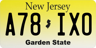 NJ license plate A78IXO