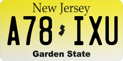 NJ license plate A78IXU