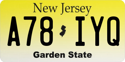 NJ license plate A78IYQ