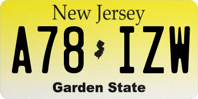 NJ license plate A78IZW