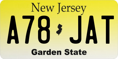 NJ license plate A78JAT