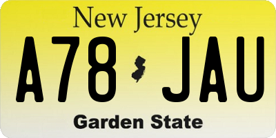 NJ license plate A78JAU