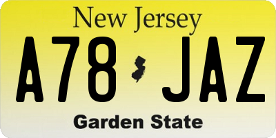 NJ license plate A78JAZ