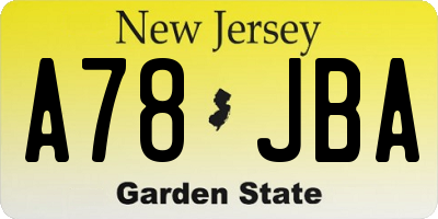 NJ license plate A78JBA