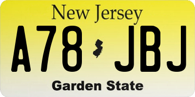 NJ license plate A78JBJ