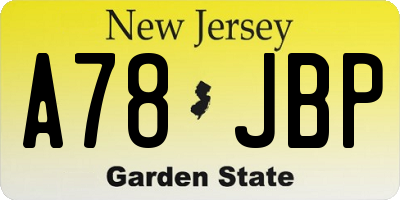 NJ license plate A78JBP