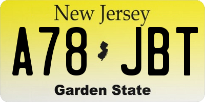 NJ license plate A78JBT