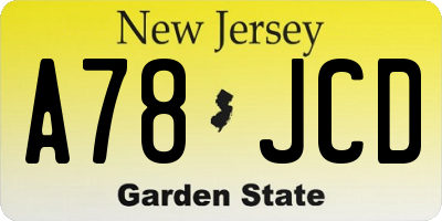 NJ license plate A78JCD