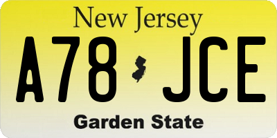 NJ license plate A78JCE