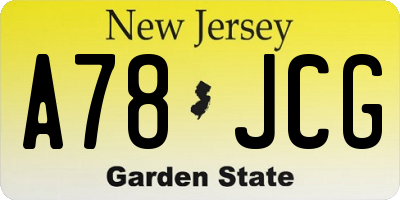 NJ license plate A78JCG