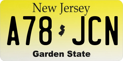 NJ license plate A78JCN