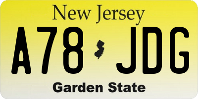 NJ license plate A78JDG