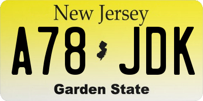 NJ license plate A78JDK