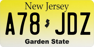 NJ license plate A78JDZ