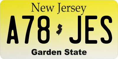 NJ license plate A78JES