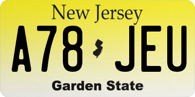NJ license plate A78JEU