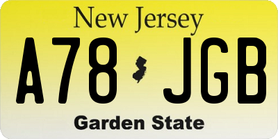 NJ license plate A78JGB