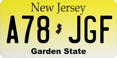 NJ license plate A78JGF