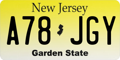 NJ license plate A78JGY