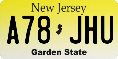NJ license plate A78JHU