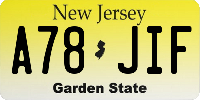 NJ license plate A78JIF