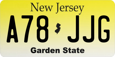 NJ license plate A78JJG