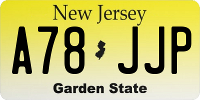 NJ license plate A78JJP
