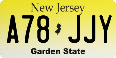 NJ license plate A78JJY