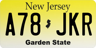 NJ license plate A78JKR