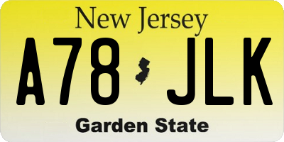 NJ license plate A78JLK