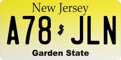 NJ license plate A78JLN