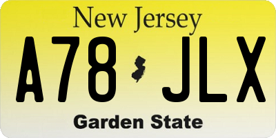NJ license plate A78JLX