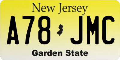 NJ license plate A78JMC