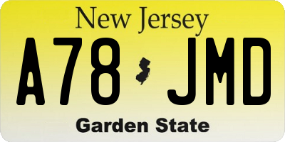 NJ license plate A78JMD