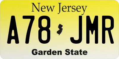 NJ license plate A78JMR