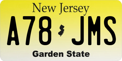 NJ license plate A78JMS