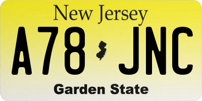 NJ license plate A78JNC