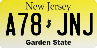 NJ license plate A78JNJ